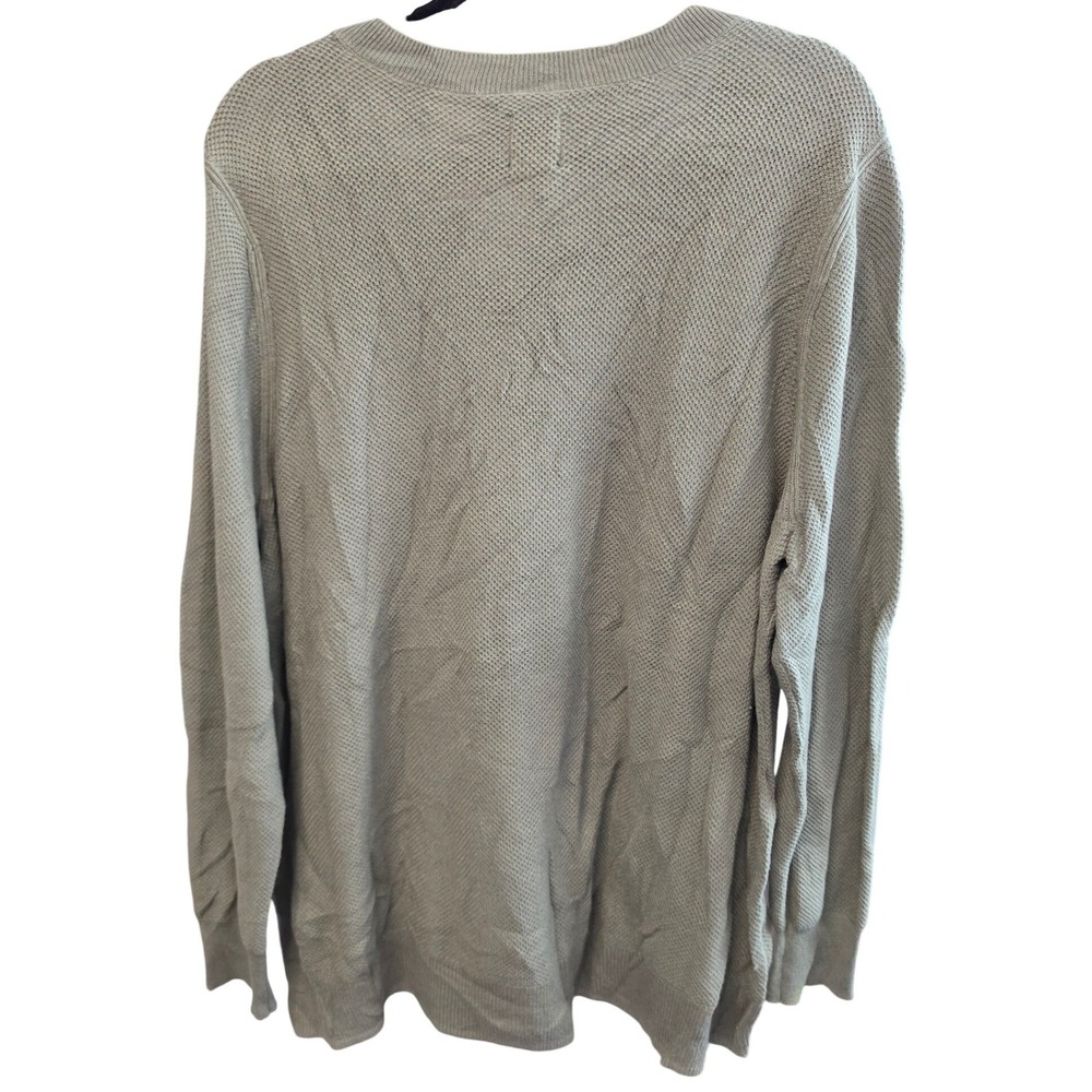 Gap Mens XXL Waffle Knit Crewneck Sweater Sage Green Cotton Blend Long Sleeve - Picture 3 of 5